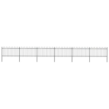 Gard de grădină cu vârf curbat, negru, 10,2 m, oțel - Img 1