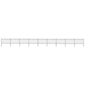 Gard de grădină cu vârf curbat, negru, 15,3 x 1 m, oțel - Img 1