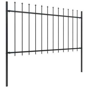 Gard de grădină cu vârf suliță, negru, 15,3 m, oțel - Img 2