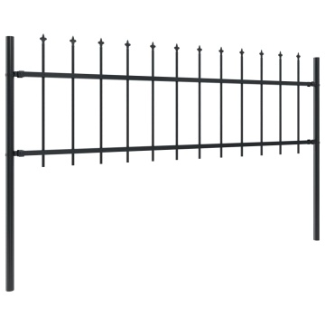 Gard de grădină cu vârf suliță, negru, 3,4 m, oțel - Img 2