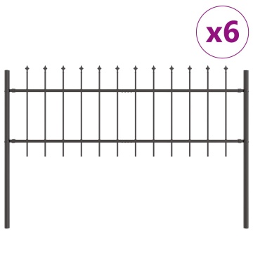 Gard de grădină cu vârf tip suliță, gri, 10,2x0,6 m, oțel - Img 2