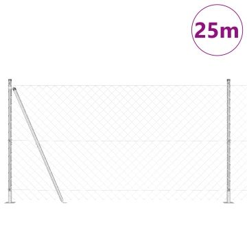 Gard de lanț cu 13 stâlpi flanșați 1,2 x 25 m din oțel galvanizat - Img 3