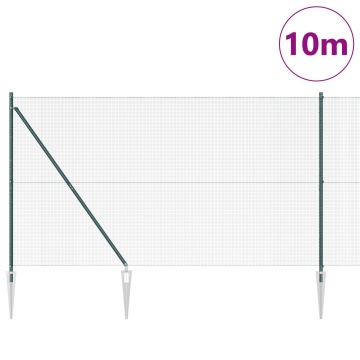 Gard din plasă sudată cu 7 stâlpi cu vârfuri Verde 1.5x10 m Oțel - Img 3