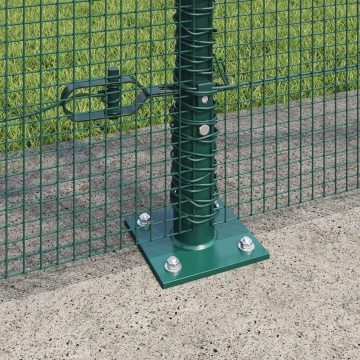 Gard din Sârmă Sudată cu 13 Stâlpi cu Flanșă Verde 1.4x25 m Oțel - Img 4