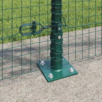 Gard din sârmă sudată cu 13 stâlpi flanșați Verde 0.8x50 m Oțel - Img 4