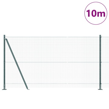 Gard din Sârmă Sudată cu 7 Stâlpi Flanșați Verde 1.2x10 m Oțel - Img 3