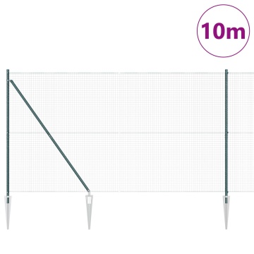 Gard din sârmă sudată cu 7 stâlpi înfipți Verde 1.6x10 m Oțel - Img 3