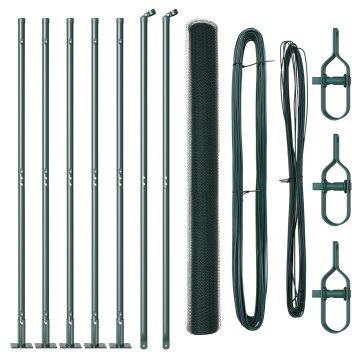 Gard Hexagonal Verde 1,4x10 m Oțel, Stâlpi de Gard cu Plăci de Bază 7 pcs Ø32mm 78,5cm Oțel Galvanizat - Img 2