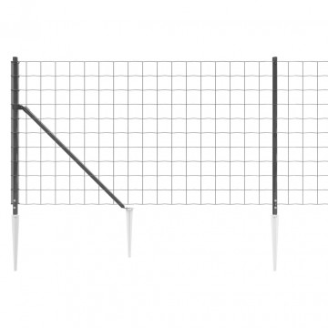 Gard plasă de sârmă cu țăruși de fixare, antracit, 0,8x25 m - Img 4