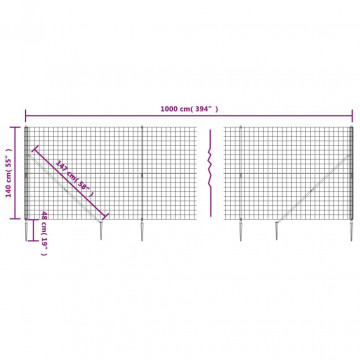 Gard plasă de sârmă cu țăruși de fixare, antracit, 1,4x10 m - Img 5