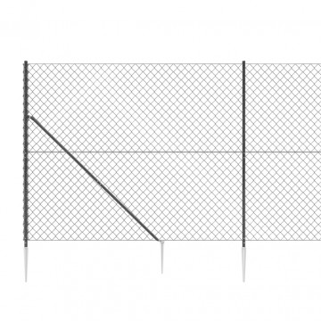 Gard plasă de sârmă cu țăruși de fixare, antracit, 1,4x25 m - Img 4