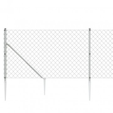 Gard plasă de sârmă cu țăruși de fixare, argintiu, 1,1x10 m - Img 4
