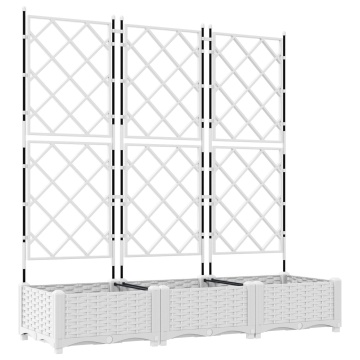 Ghiveci de grădină cu spalier 3 piese Alb 120x40x125.5 cm - Img 2
