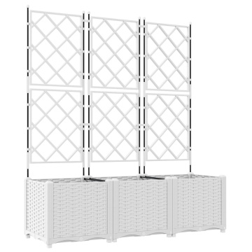 Ghiveci de grădină cu suport 3 piese Alb 120x40x143 cm - Img 2