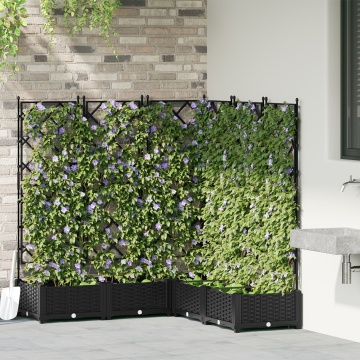 Ghiveci de grădină cu trelis 5 pcs Negru 120x120x125.5 cm - Img 4