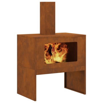 Grătar de foc cu coș 60x40x96 cm din oțel rezistent la intemperii - Img 3