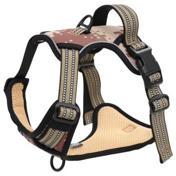 Ham pentru câini cu plumb și guler, reglabil, camuflaj maro, L - Img 6