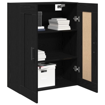 Highboard Negru Stejar 69,5x34x90 cm Lemn Structurat - Img 3