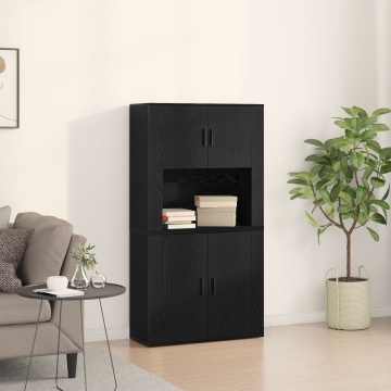 Highboard Negru Stejar 80x33x150 cm Lemn Prelucrat - Img 1