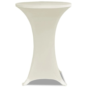 Husă de masă cu picior Ø80 cm, 2 buc., crem, elastic - Img 3