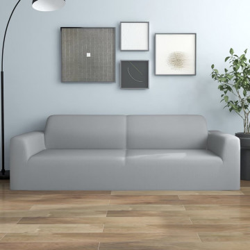 Husă elastică pentru canapea cu 3 locuri poliester jerseu, gri - Img 1