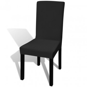 Huse de scaun elastice drepte, 4 buc., negru - Img 2