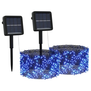 Instalație de lumini solare, 2 buc.x200 LED albastru int/ext - Img 2
