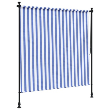 Jaluzea rulou de exterior albastru/alb 150x270 cm țesătură/oțel - Img 8