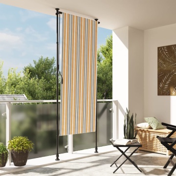 Jaluzea rulou de exterior, galben/alb, 120x270 cm țesătură/oțel - Img 1