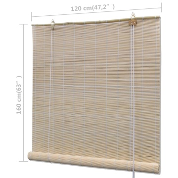 Jaluzele din bambus natural tip rulou, 2 buc., 120 x 160 cm - Img 6