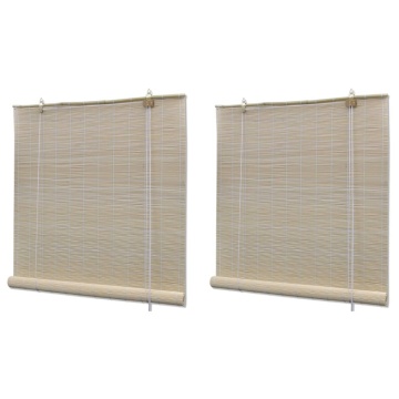 Jaluzele din bambus natural tip rulou, 2 buc., 120 x 160 cm - Img 1