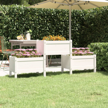 Jardinieră, alb, 178,5x44x75 cm, lemn masiv de pin - Img 1