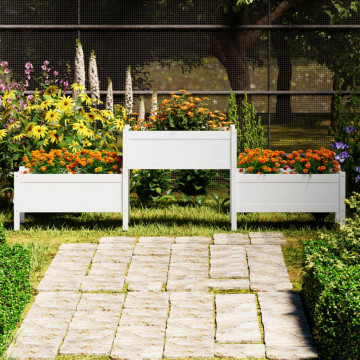 Jardinieră, alb, 245,5x44x75 cm, lemn masiv de pin - Img 1