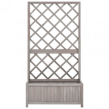 Jardinieră colț cu spalier, gri, 70x30x135 cm, lemn masiv brad - Img 2
