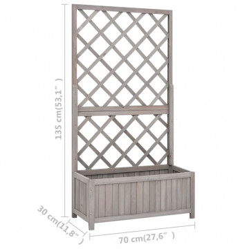 Jardinieră colț cu spalier, gri, 70x30x135 cm, lemn masiv brad - Img 6