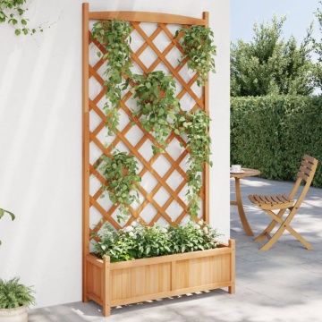 Jardinieră cu spalier, maro, lemn masiv de brad - Img 1