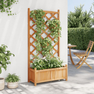 Jardinieră cu spalier, maro, lemn masiv de brad - Img 3