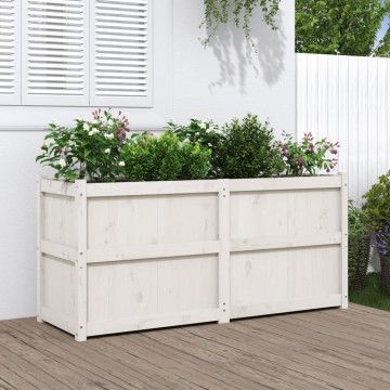 Jardinieră de grădină, alb, 150x50x70 cm, lemn masiv de pin - Img 1