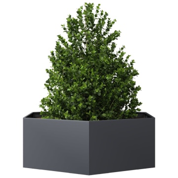 Jardinieră de grădină antracit 138x120x45 cm oțel hexagonal - Img 3