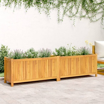 Jardinieră de grădină cu căptușeală 199x38,5x50 cm, lemn acacia - Img 3