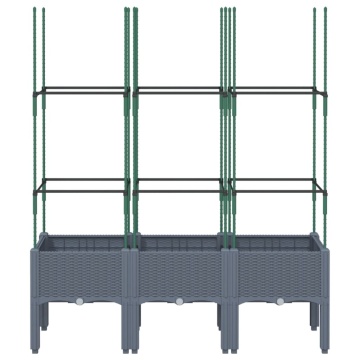 Jardinieră de grădină cu spalier, gri, 120x40x142,5 cm, PP - Img 3