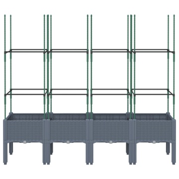 Jardinieră de grădină cu spalier, gri, 160x40x142,5 cm, PP - Img 3