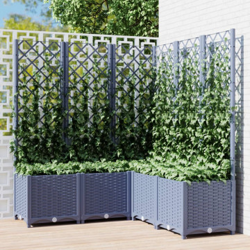 Jardinieră de grădină cu spalier,gri închis, 120x120x136 cm, PP - Img 1
