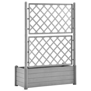 Jardinieră de grădină cu spalier, gri piatră, 100x43x142, PP - Img 5