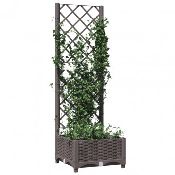 Jardinieră de grădină cu spalier maro, 40x40x121,5 cm, PP - Img 3