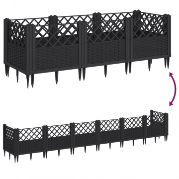 Jardinieră de grădină cu spalier, negru, 123,5x43,5x43,5 cm, PP - Img 5