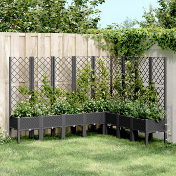 Jardinieră de grădină cu spalier, negru, 200x160x142 cm, PP - Img 1