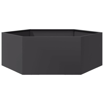Jardinieră de grădină negru 138x120x45 cm oțel hexagonal - Img 2