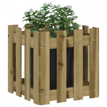 Jardinieră grădină design gard 40x40x40cm lemn de pin impregnat - Img 3