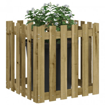 Jardinieră grădină design gard, 60x60x60 cm, lemn pin impregnat - Img 3